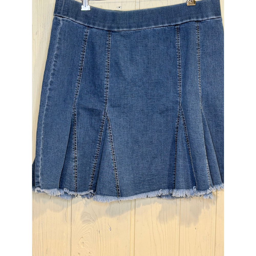 Women's A Beautiful Soul Blue Denim Pleated Mini Skirt X elastic waist